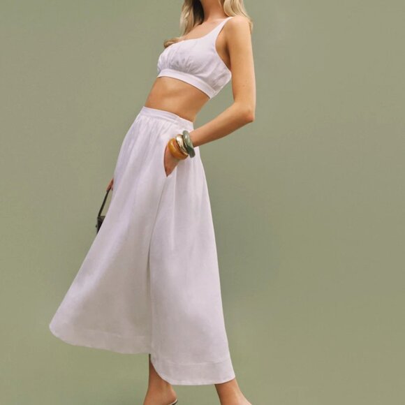 Reformation Shannon Linen Two Piece Ivory - Size 2 - Picture 1 of 1